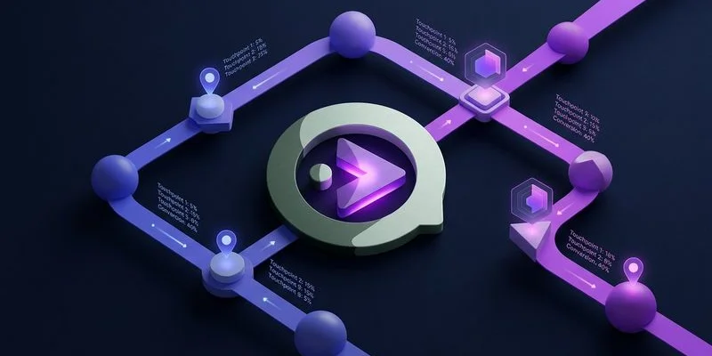 Time decay attribution visual showing credit distribution over touchpoints